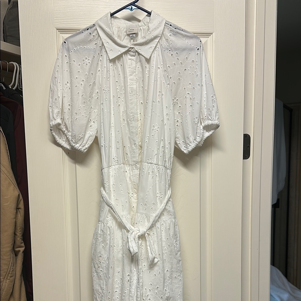 A New Day White Sheath Dress Buttoned Tie Front